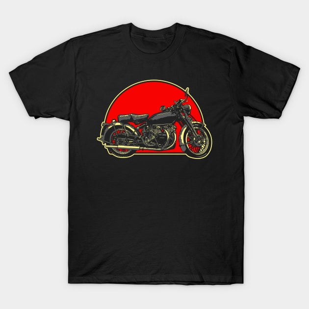 1951 Vincent Black Shadow Retro Red Circle Motorcycle T-Shirt by Skye Bahringer